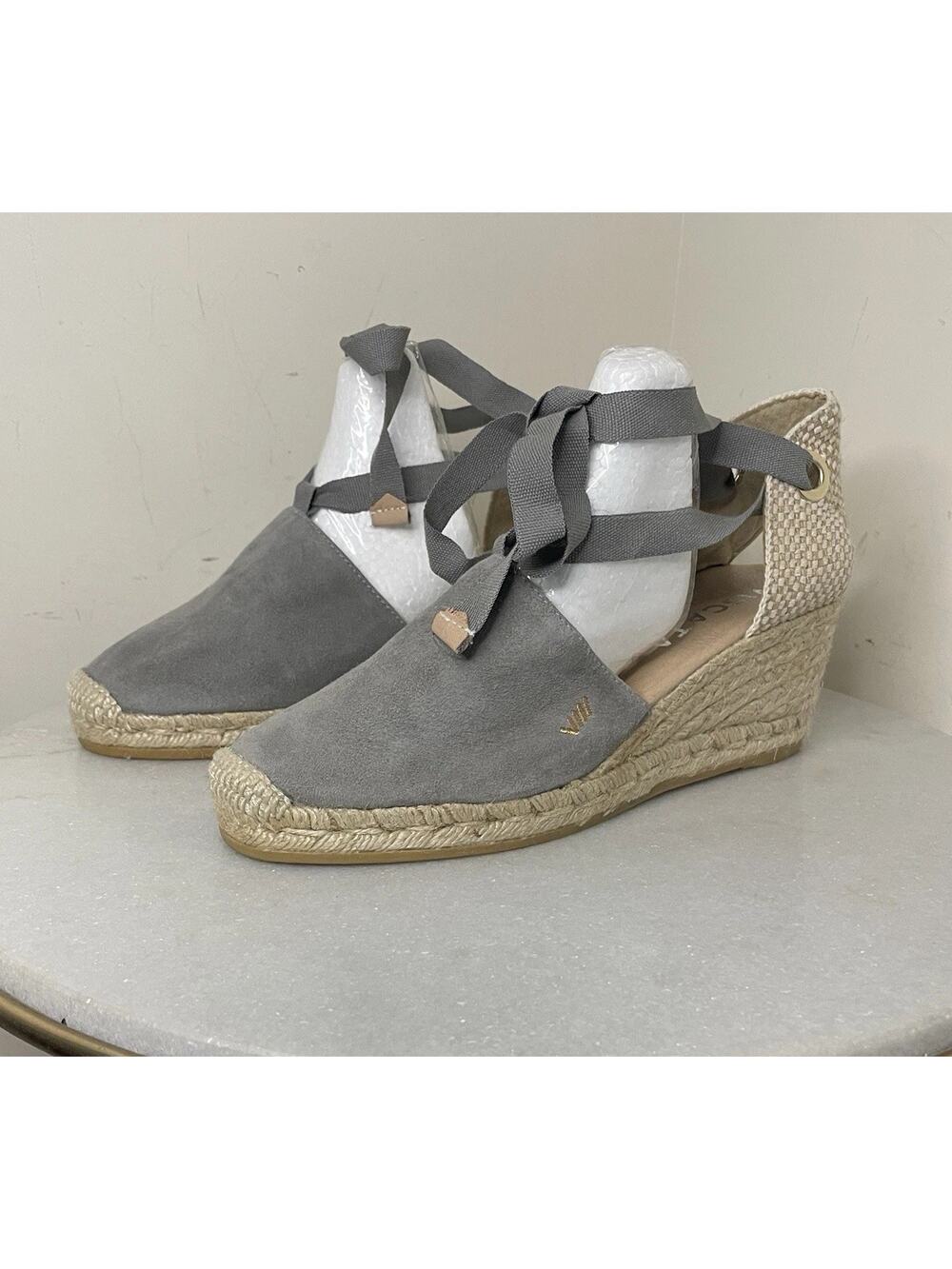 VISCATA Barcelona Gray Soft Suede Espadrille Wedge Ankle Lace Shoe Size 40 / 9